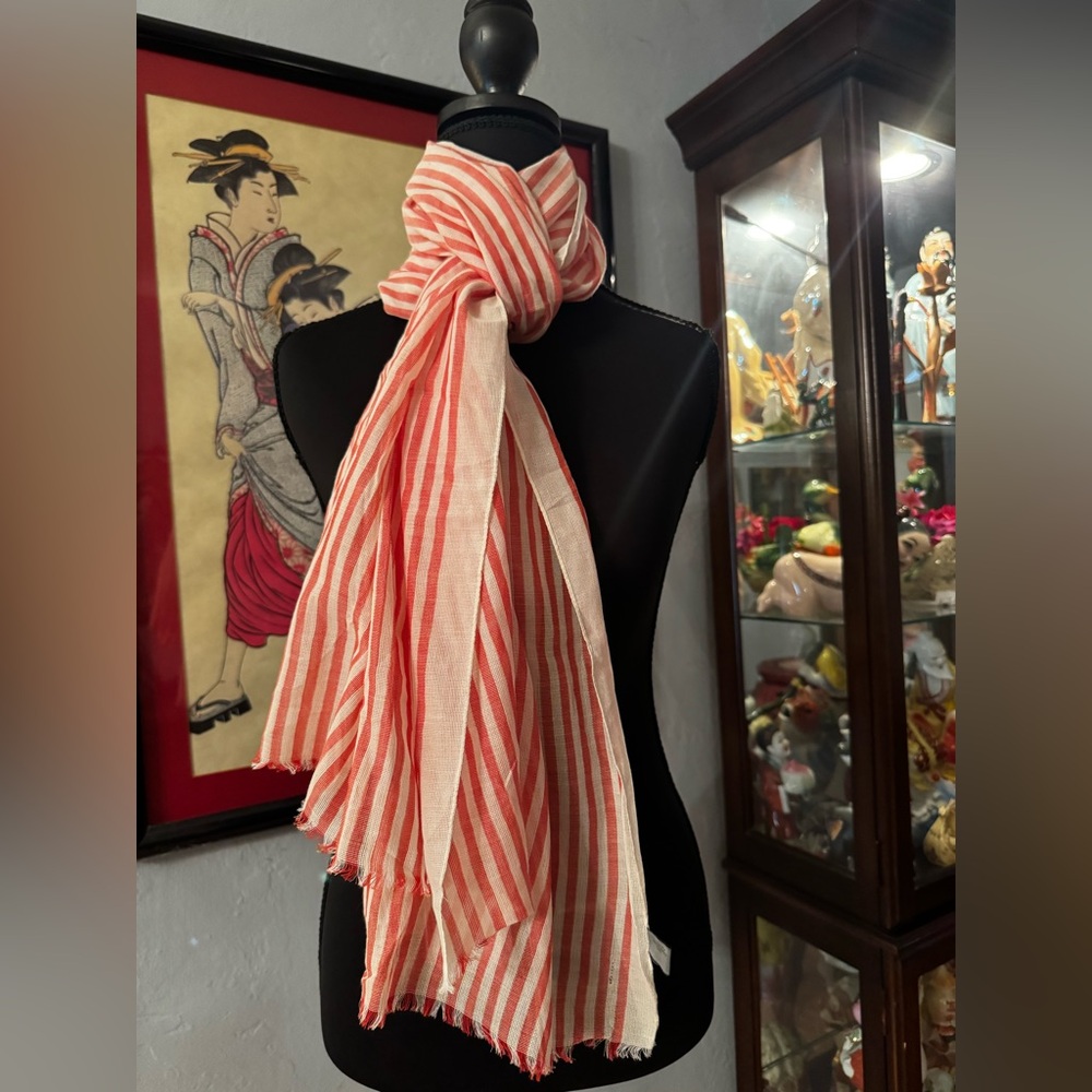 NWT Rag and Bone Striped Red and White Scarf